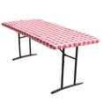 thumbnail image 2 of TableClothPLUS Checkerboard Red and White 72" Elastic Fitted Polyester Tablecloth, 6' Folding Table Size, 2 of 6