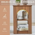 thumbnail image 3 of weselon End Table Set of 2, Mid-Century Modern Side Table with 3-Tier Storage Shelves and Arched Carving Lines, Square Fluted Nightstand for Living Room, Bedroom, or Office (2, Walnut), 3 of 8