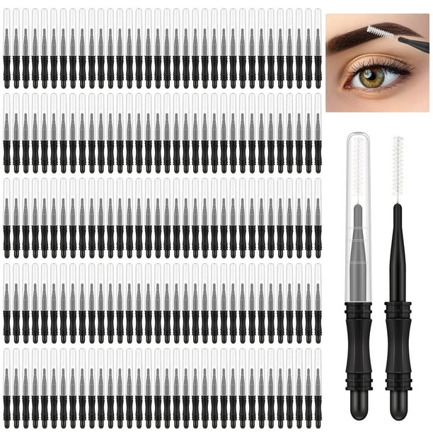 200 piezas Micro cepillo de cejas con tapa Cepillo multifuncional para laminación de cejas Peine de pestañas Cepillo para cejas Spoolie Lash Lift Mascara Herramientas para extensiones de pestañas y ce