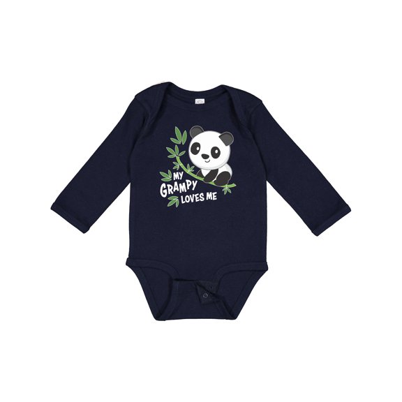 Inktastic My Grampy Loves Me Cute Panda Boys or Girls Long Sleeve Baby Bodysuit