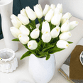 thumbnail image 2 of 150Pcs Artificial Tulips Flowers Real Touch Tulips Fake  PU Tulip Bouquet Latex Flower White Tulip(White), 2 of 7