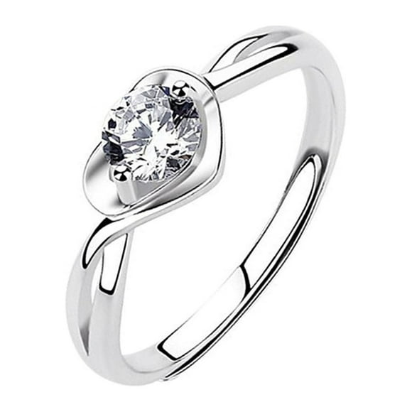 TopLLC Rings Women's Pure Cupronickel Heart Diamond Ring Holiday Essential Gift A Ring
