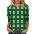 thumbnail image 1 of Camiseta de Cuello Redondo Impresa de Manga 3/4 de Mujer Y Blusas de Moda Verano Casual, 1 of 5