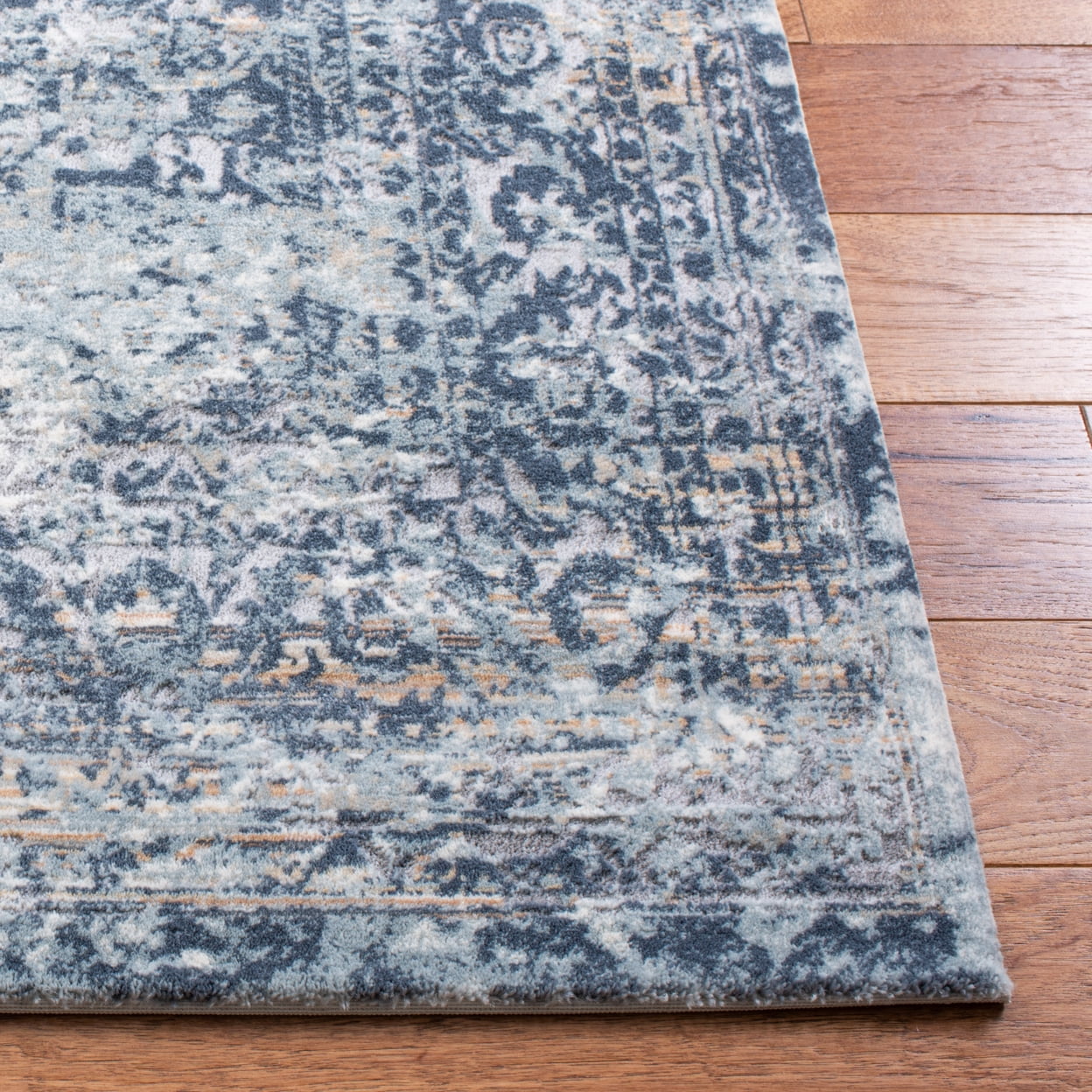 SAFAVIEH Martha Stewart Luanna Distressed Floral Runner Rug, Cream/Blue, 2'2" x 8'
