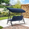 thumbnail image 2 of MCombo 3 Seat Outdoor Patio Swings with Adjustable Canopy, Retractable Trays, Cushions for Backyard, Poolside, Balcony 4092(Navy Blue), 2 of 9
