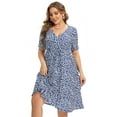 thumbnail image 2 of Yesfashion Women's Plus Size Floral V-neck Dress Knee Length Mini Dresses, 2 of 5
