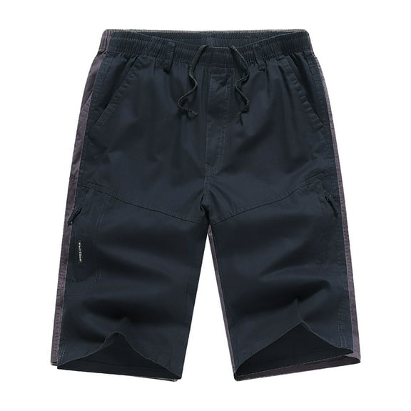 Sngxgn Men’s Casual Shorts Summer Beach Flat Front Shorts Drawstring Short(Dark Blue,XXL)