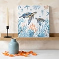 thumbnail image 3 of Ships Next Day Canvas Wall Art 16"x16", Coastal Turtle Wood Framed Canvas Print Painting, Blue Ocean Coral Starfish Seagrass Ready to Hang Picture Wall Decor for Home Bedroom Kitchen Office, 3 of 9