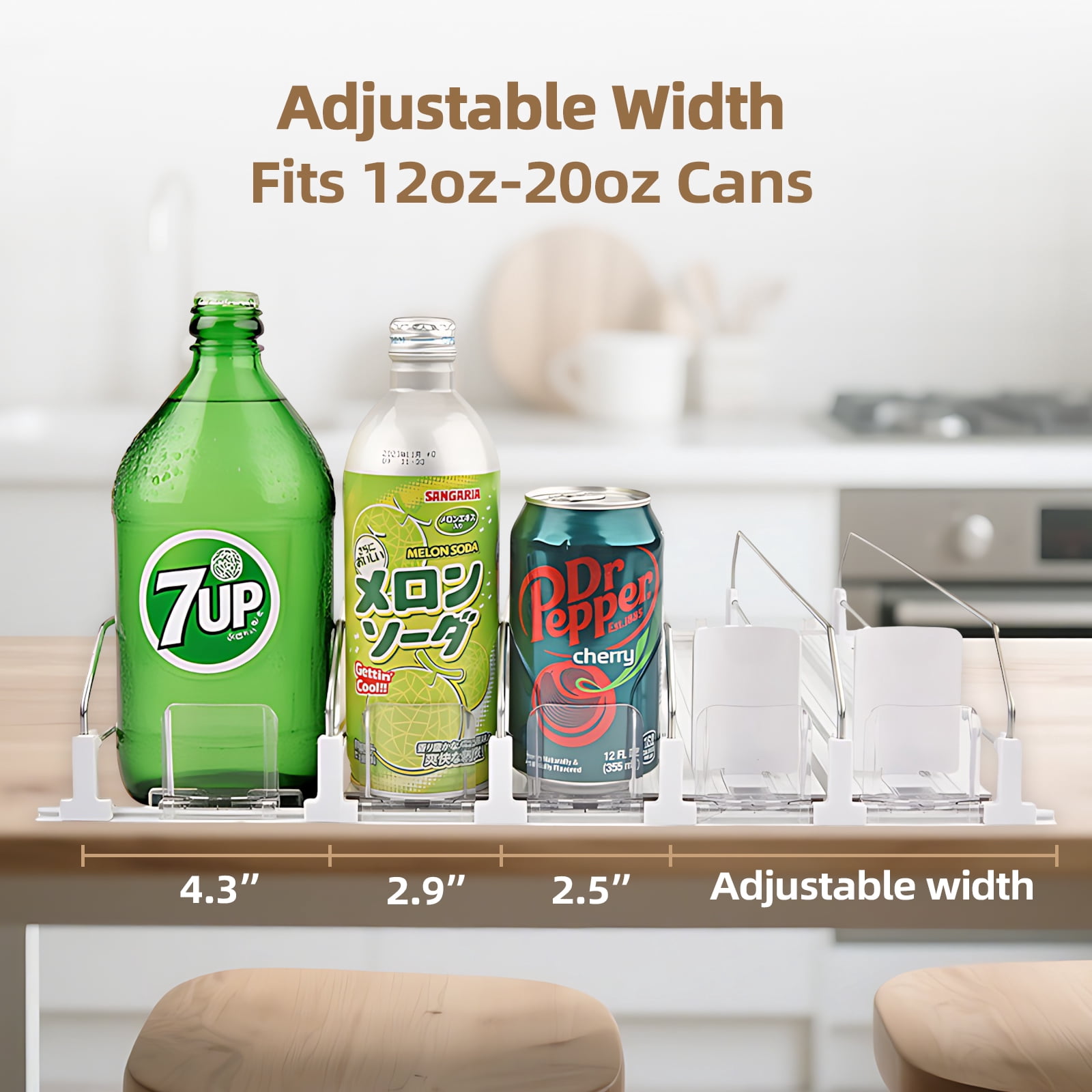 HIYOHIYO 3-Row White Refrigerator Drink Organizer