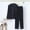 Black, variant on ALLLIST Big And Tall Men's Pajamas Set Cotton Sleepwear Long Sleeve Tops & Bottom Plain Black Button Down Pajamas Men M-4XL