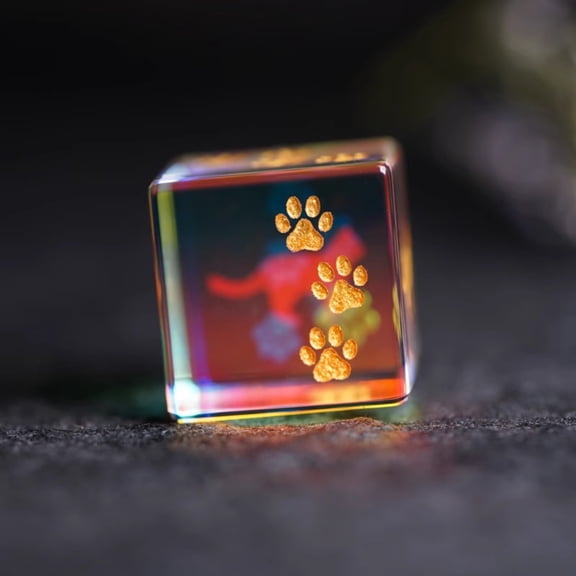Kitten Paw D6 Dice Handmade Engraved Gemstone DND RPG COC Board Games Dice