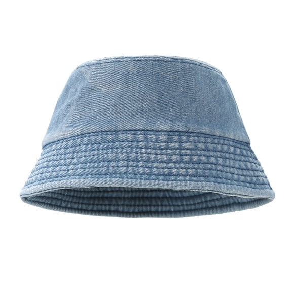 TOPTIE Washed Denim Bucket Hat Packable Unisex Summer Cap for Beach, Fishing & Travel-MEDIUMBLUE