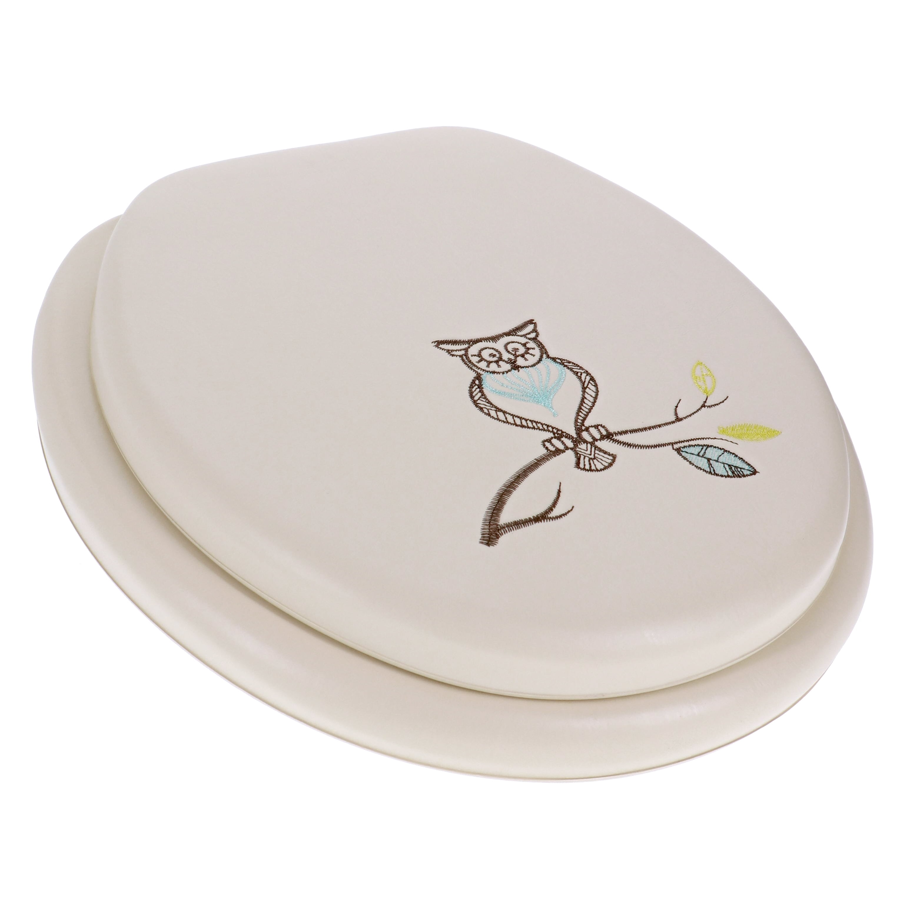 Ginsey Round Soft Cushion Decorative Toilet Seat, Owl Embroidery