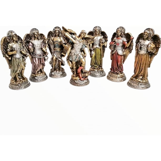MORIN Imágenes | Escultura decorativa de 7 arcangeles |15 cm| (Dorado)