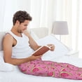 thumbnail image 4 of Uemuo Watermelon Pattern Men's Wide Leg Palazzo Lounge Pants with Pockets Light Weight Loose Comfy Casual Pajama Pants-Medium, 4 of 9