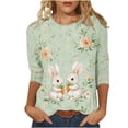thumbnail image 2 of HOMBOM 3/4 Sleeve Tops for Women Summer T-Shirts Easter Crew Neck Bunny Print Casual Ladies Graphic Tees, 2 of 5