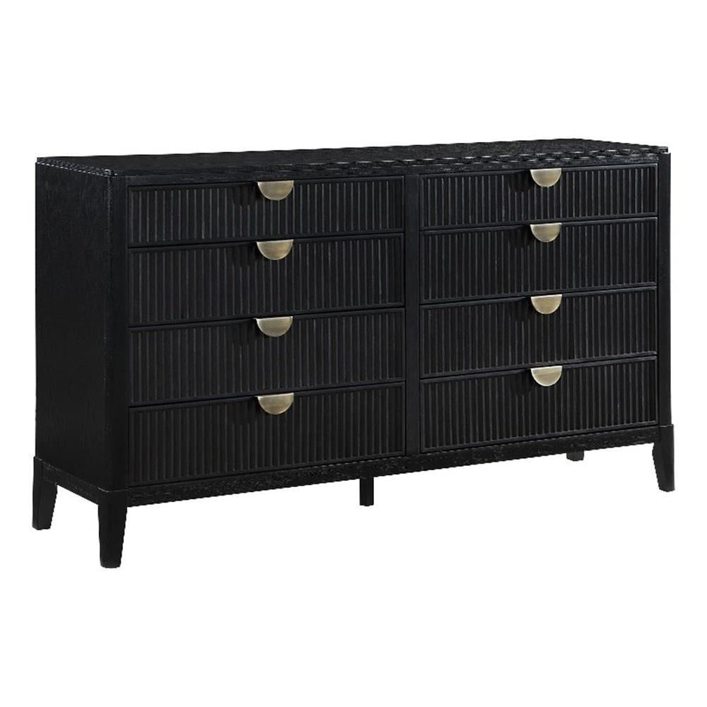 Mirror Accented Wooden Dresser With 9 Drawers, Black - Walmart.com