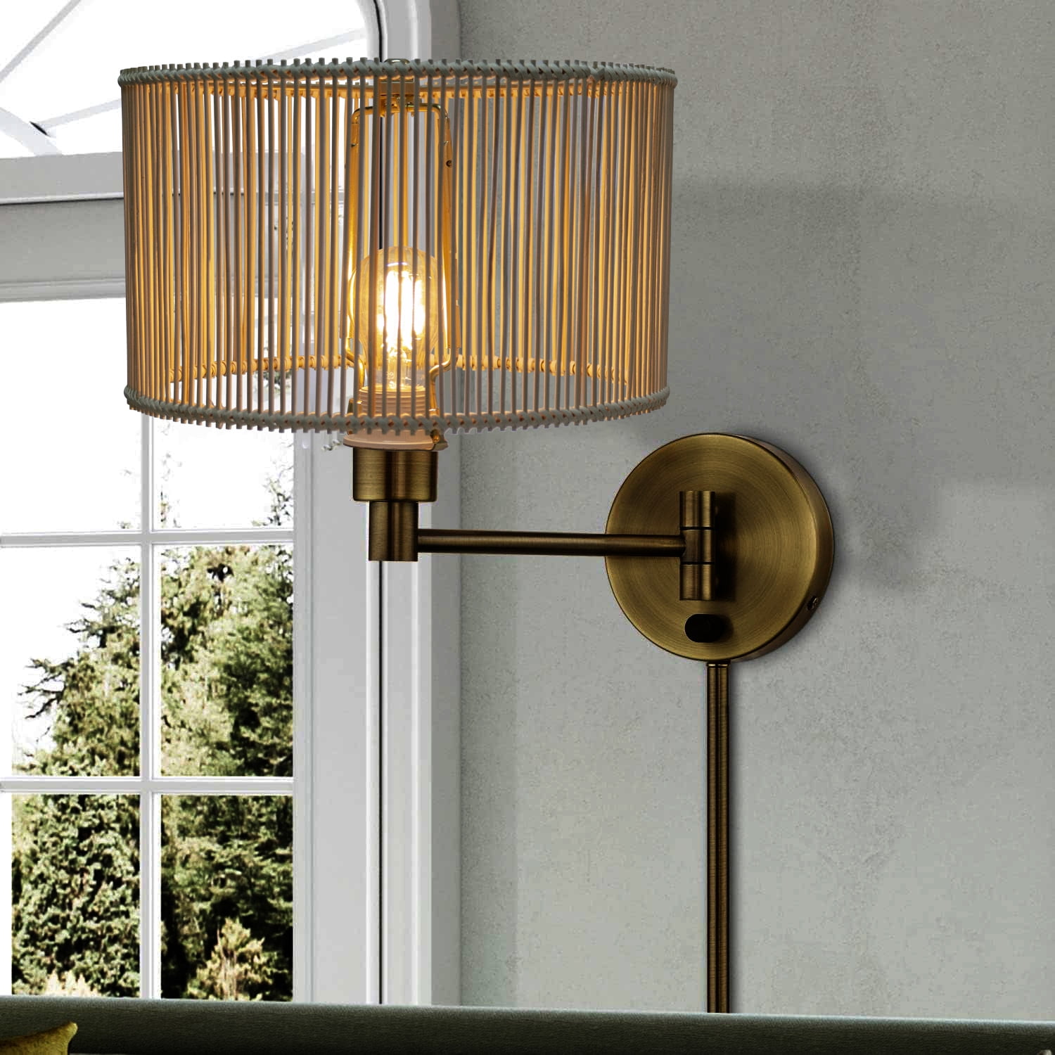 Osasy Boho Drum Woven Rattan Bamboo Lamp Shade