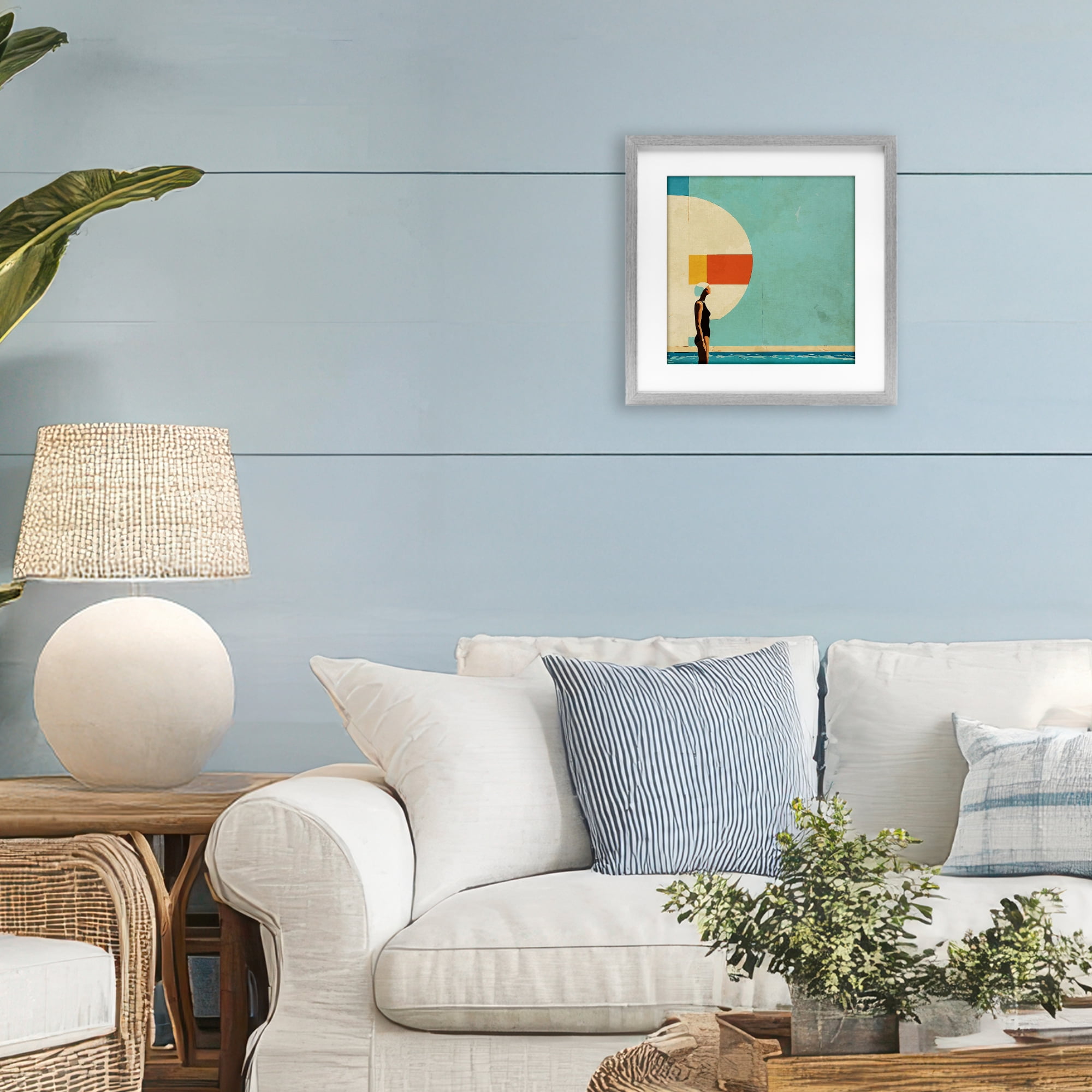 Stupell Industries Midcentury Pool Geometric Gray Framed Print Under Glass, design by Layla Oz