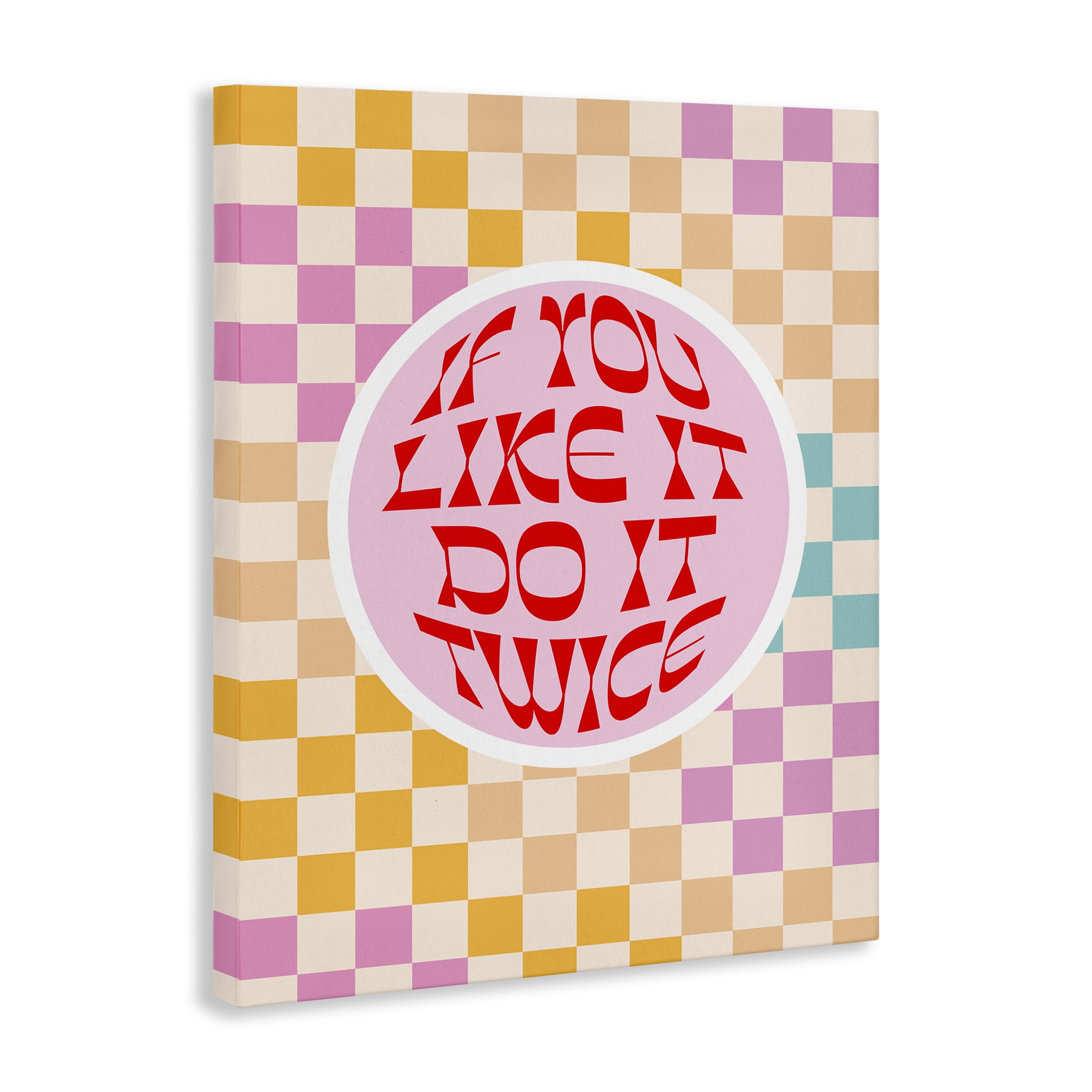 Stupell Industries Groovy Pattern Do It Twice Text & Numbers Painting Wrapped Canvas Art Print Wall Art, 16 x 20