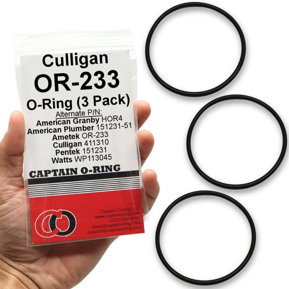 Captain O-Ring  Replacement OR-233 O-Rings for Culligan US-600A, SY-2000, SY-2300, SY-2500, SY-2650 Water Filter Housings 3 Pack [Also called HOR4, 151231-51, 411310, 151231, WP113045]