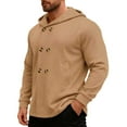 thumbnail image 1 of Lovzfmll Men's Hooded Trench Coat Button Front Mid-Length Slim Fit Pockets Khaki, L, 1 of 5