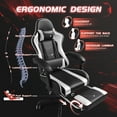 thumbnail image 5 of Lacoo PU Leather Gaming Chair Massage Ergonomic Gamer Chair Height Adjustable Computer Chair with Footrest & Lumbar Support, White, 5 of 12