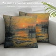 thumbnail image 3 of Orinice Sunset Water Trees Graphic Decorative Throw Pillow Cover Square - Durable Cotton Linen Fabric - Indoor Outdoor Home Couch Living Room Bed Sofa Decor - 1PC 12x12in, 3 of 5