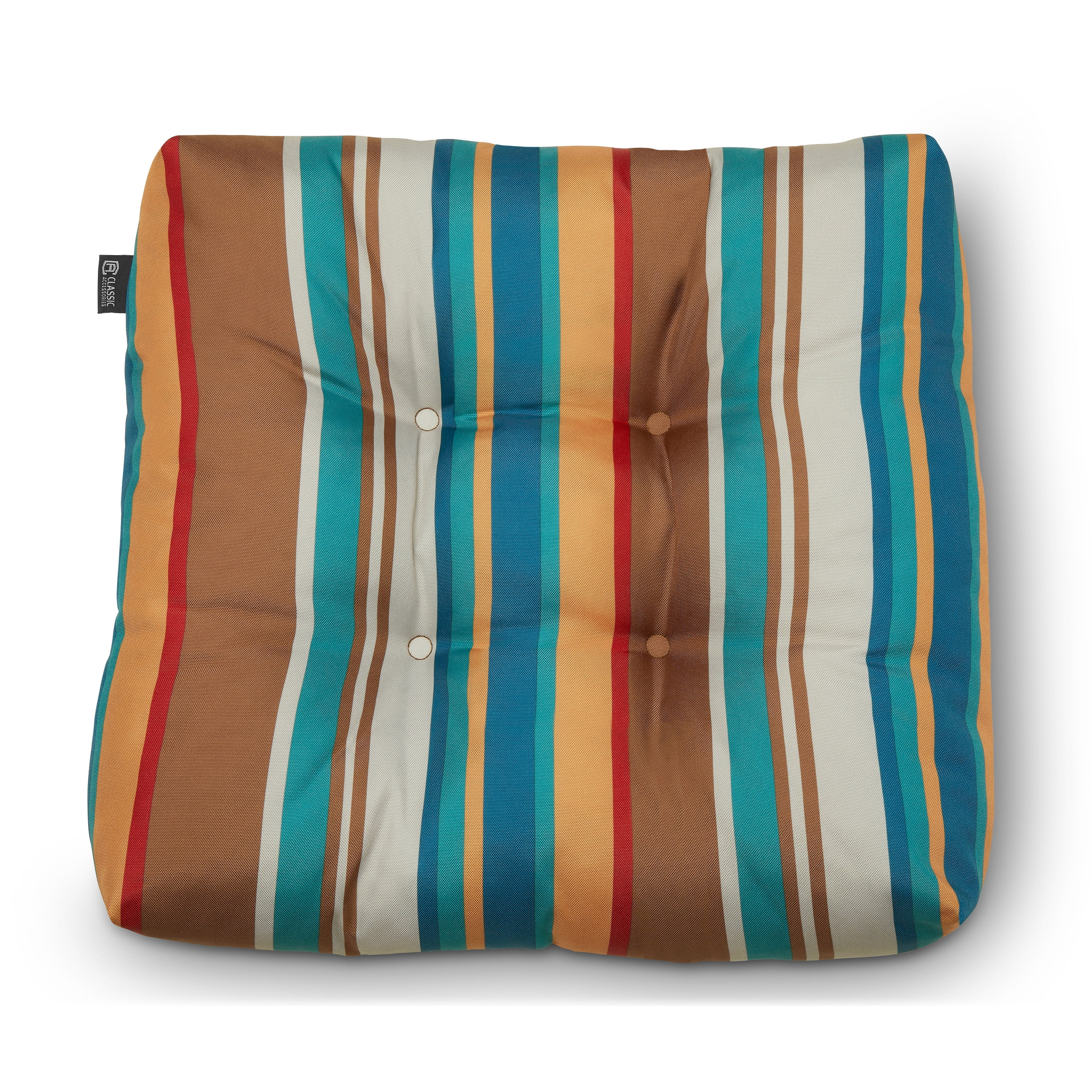 Classic Accessories Water-Resistant Square Patio Seat Cushions, 19 x 19 x 5 inch, SanteFe Stripe, 2 Pack
