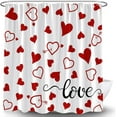 thumbnail image 3 of Valentine''s Day Shower Curtain Red White Love Heart Romantic Sweetheart Sweet Couple Lover Theme Holiday Bathroom Curtains Decor with Hooks, 3 of 4