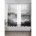 thumbnail image 2 of Sheer Curtains 63 Inch Length 2 Panels Set for Bedroom, Black Ombre Mountain Semi Sheer Curtains for Windows, Nature Abstract Art Marble Gradient Voile Window Treatments Rod Pocket Curtain, 2 of 7
