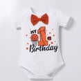 thumbnail image 4 of FYMNSI Baby Boy Outfits Summer 1st Birthday Party Clothes Infant Boys Suspender Romper Shorts Outfit Sets 1 Years Orange, 4 of 10
