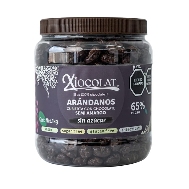 Xiocolat Arándano con Chocolate Sin Azúcar 65% Cacao | Endulzado con Eritritol y Stevia | Snack Keto con Fruta Natural | Chocolate Amargo Gourmet | Sin Azúcar A&nt