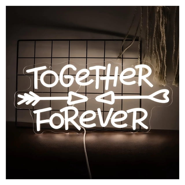 Letrero De Neón Together Forever Con Luz LED Regulable, Alimentación USB Para Bares, Habitaciones, Hoteles, Tiendas, Decoración De Paredes 40cmx29cm
