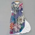 thumbnail image 4 of Vestido de Verano para Mujeres Impreso Cuello de Vuelta de Manga de Tres Cuartos, Estilo de Ocio de Moda para Ocasional, Fiesta Y Vacaciones, 4 of 5