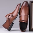 thumbnail image 5 of Two Buckle Monk Strap Brown Leather Formal Dress Shoes for Men, 5 of 5