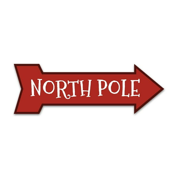 Arrow Shape Plus North Pole (Right) 12x4" Wall or Door Sign | Christmas Holiday Decoration