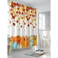 thumbnail image 3 of Orange Fall Thanksgiving Pumpkin Shower Curtain, Retro Autumn Maple Leaf Bathroom Decor Curtains Set with Hooks, White Waterproof Fabric Home Accessories， Stall 36 X 72 Inch, 3 of 6