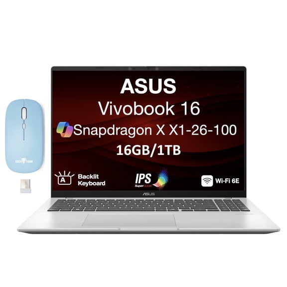 ASUS Vivobook 16 Snapdragon X1-26-100 16GB LPDDR5X 1TB SSD 16in WUXGA Win11P