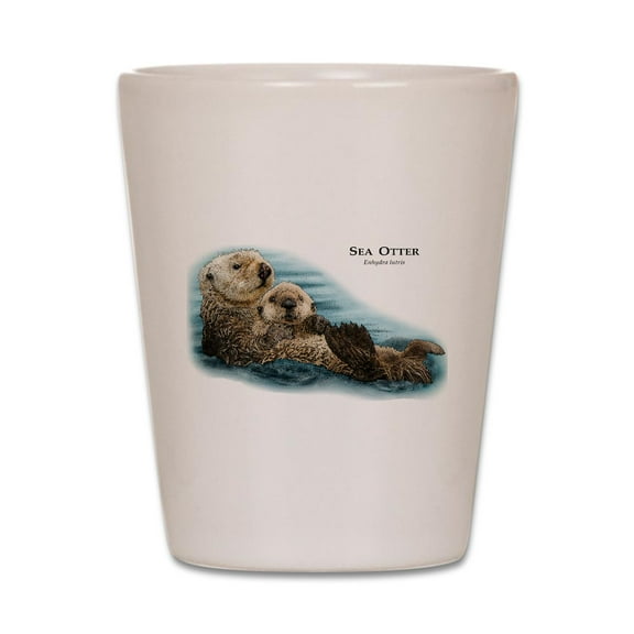 CafePress - Sea Otter - White Shot Glass, Unique and Funny Shot Glass