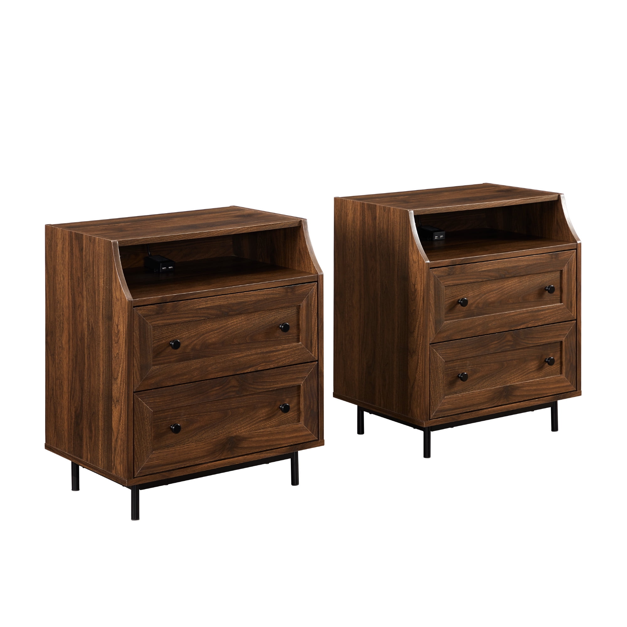 dark walnut nightstand set of 2