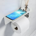 thumbnail image 4 of Wall Mounted Bathroom Storage Shelf | Toilet Paper Holder with Aromatherapy Tray | Alloy Roll Dispenser Rack | Space Saving Bath Organizer(White), 4 of 6