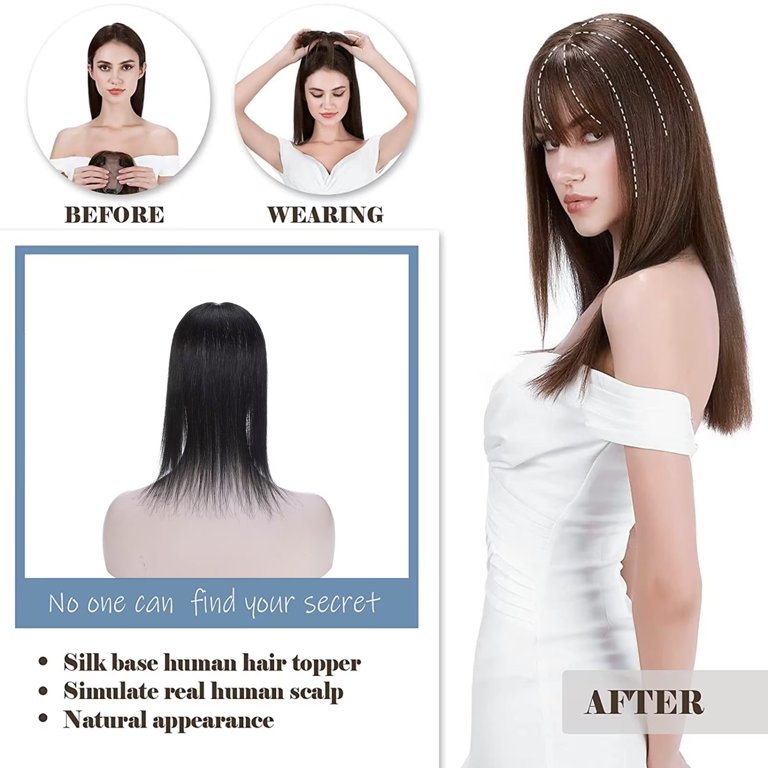 MY-LADY Clip In Remy Topper Hairpiece With Bangs Human Hair  display picture 2
