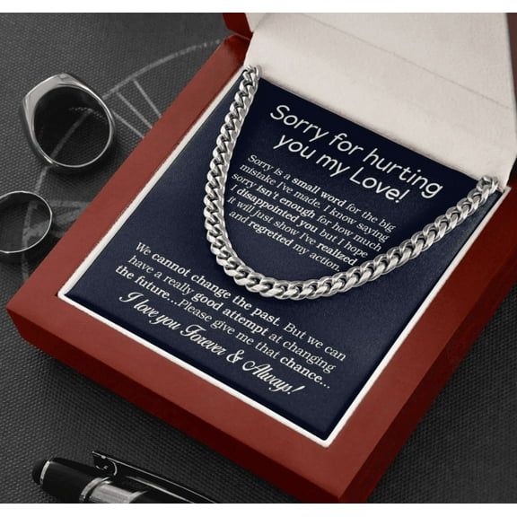 To My Man Gift Cuban Chain Necklace on Anniversary, Gift for Boyfriend, Anniversary Gift for Husband, First Anniversary Gift for My Man