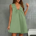 thumbnail image 1 of Weiqiqre Robe Athlétique pour Femmes Été Mini Robe d'Été à Col en V Fluide en Coton Courte avec Poches, 1 of 8