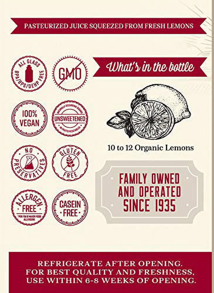 Lakewood Organic PURE Lemon Juice, 12.5-Ounce Bottles (Pack of 12)