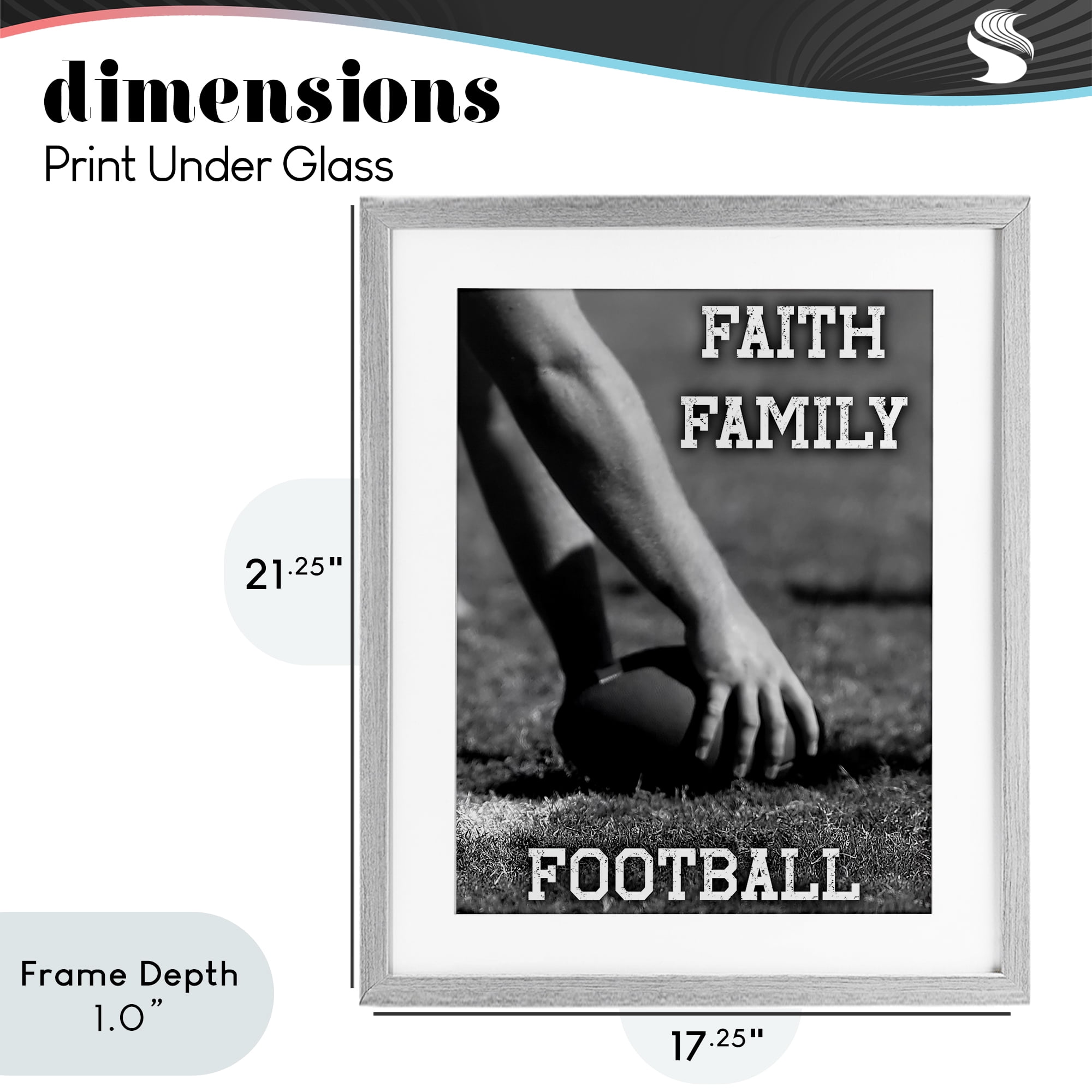 Stupell Industries Faith Family Football Hike Gray Framed Print Under Glass, design by Marcus Prime