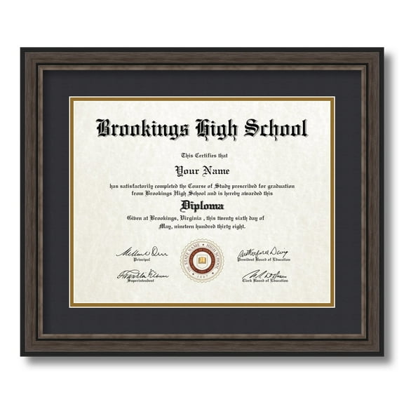 ArtToFrames 11x14 inch Diploma Frame - Framed in Grey and Black Frame with Black and Gold Mats, Comes with Regular Glass and Sawtooth Hanger for Wall Hanging (D-4448-11x14)