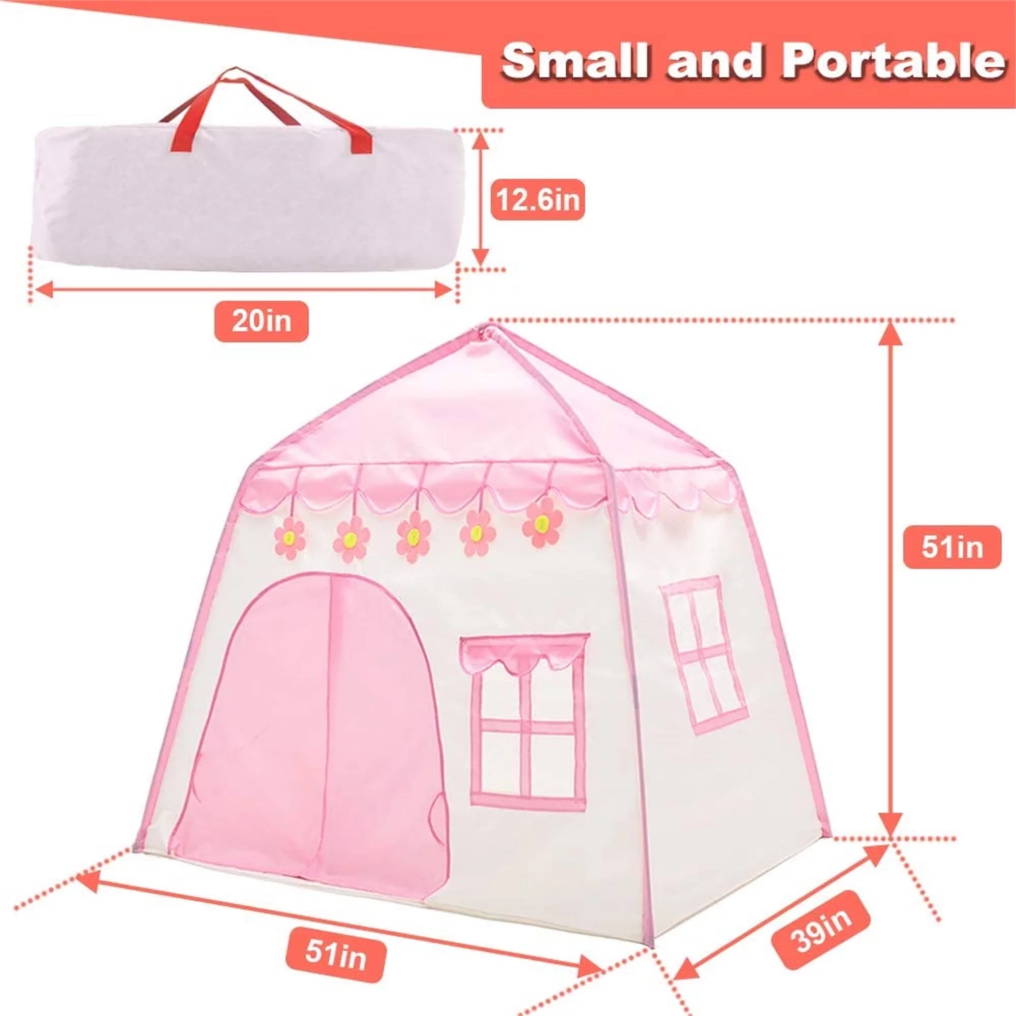Kepooman Play Tent for Kids, Indoor Playhouse Tents with Carry Bag, Birthday and Christmas Toy Gift for Children Boys Girls, Pink Kepooman Play Tent for Kids, Indoor Playhouse Tents with Carry Bag, Birthday and Christmas Toy Gift for Children Boys Girls, Pink