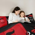 thumbnail image 5 of Manfei Mr Mrs Full Size Comforter Sets,Couple Valentine Day Bedding Comforter Set,Red Black Bedding Sets For Men Women,Ultra Soft Home Decor Reversible,3-Piece, 5 of 8